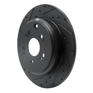 Acura ZDX Brake Rotor (1) - Rear Left - R1 Concepts - Drilled & Slotted - Black - `07-`17